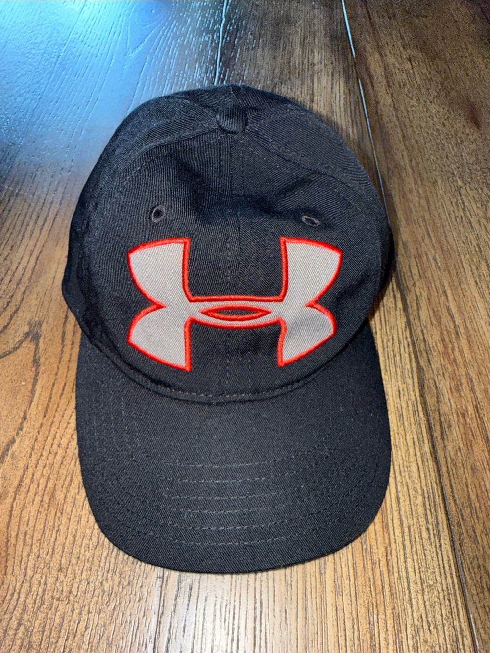 Under Armour Kids Black Cap with Red-Trimmed Gray Logo